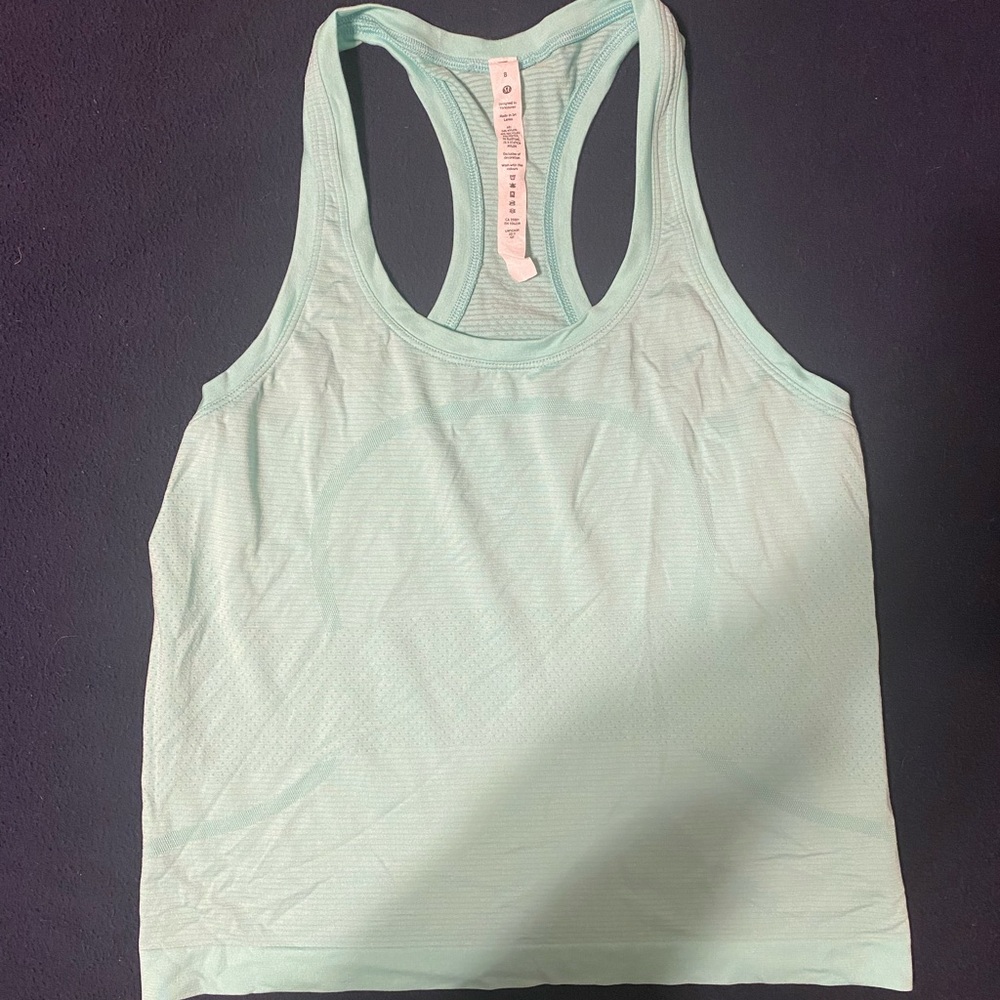 Lululemon swiftly tech race length tank in sea foam green